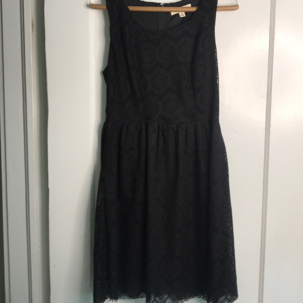 Ya Los Angeles black lace fit-and-flair dress